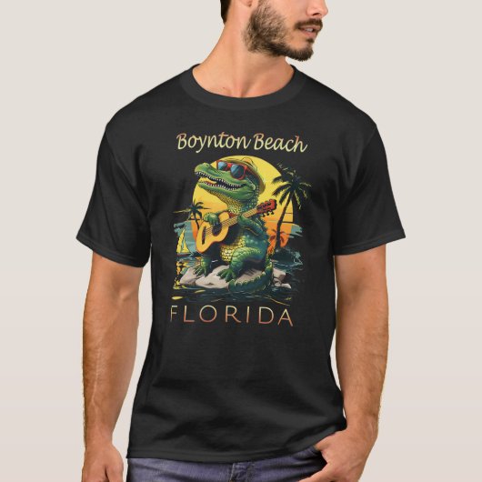 Boynton Beach Florida Vacation Cute Alligator Souv T-shirt (Voorkant)