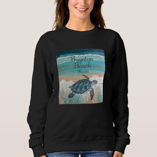 Boynton Beach Florida Zee Schildpad Lover Coastal  Trui (Voorkant)