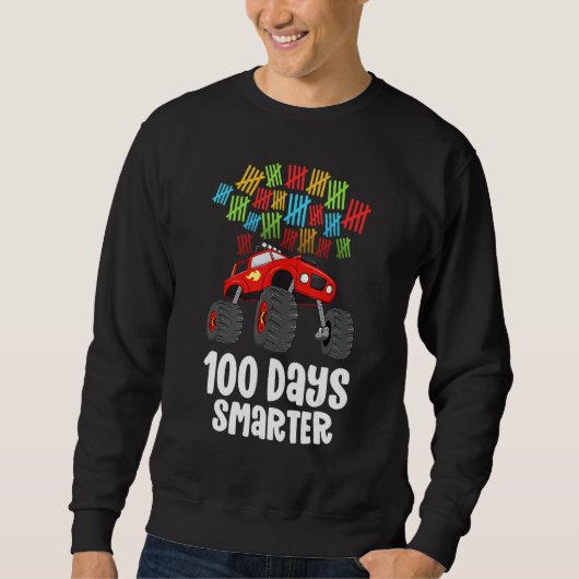 Boys 100th Day of School  Monster Truck 100 Smarte Trui (Voorkant)
