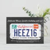 Boy's 16th Birthday California Licentie Uitnodigin Kaart (Staand voorkant)