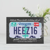 Boy's 16th Birthday Oregon Licentie Uitnodiging (Staand voorkant)
