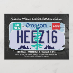 Boy's 16th Birthday Oregon Licentie Uitnodiging