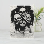 Boys 16th Birthday Party gothic Skulls Invitation Kaart (Staand voorkant)