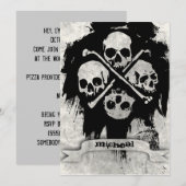 Boys 16th Birthday Party gothic Skulls Invitation Kaart (Voorkant / Achterkant)