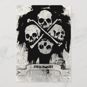 Boys 16th Birthday Party gothic Skulls Invitation Kaart