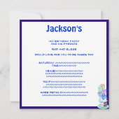 Boys 1st Birthday Cake Balloons Cadeau marine Kaart (Achterkant)