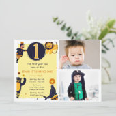 Boys 1st Birthday Circus Photo Party Invitation Kaart (Staand voorkant)