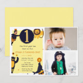 Boys 1st Birthday Circus Photo Party Invitation Kaart (Voorkant / Achterkant)