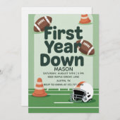 Boy's 1st Birthday First Year Down - Football Bday Kaart (Voorkant / Achterkant)
