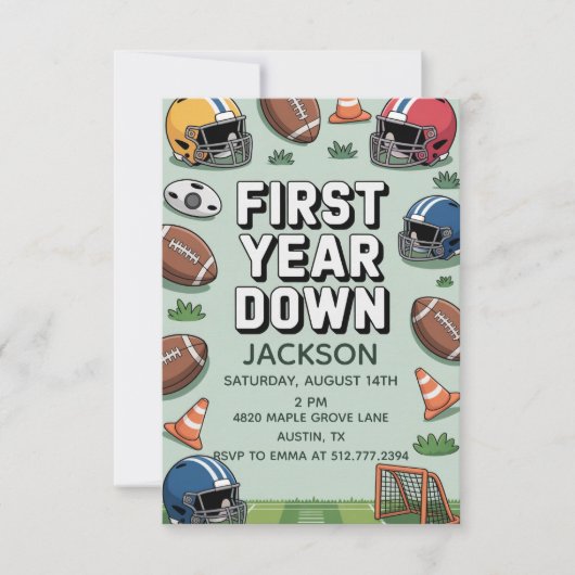 Boy's 1st Birthday First Year Down - Football Kaart (Voorkant)