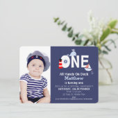Boys 1st Birthday Nautical Invitation Kaart (Staand voorkant)