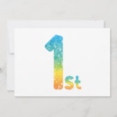 Boys 1st Birthday Oranje Yellow Blue Photo Kaart (Achterkant)