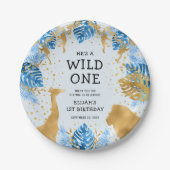 Boys 1st verjaardag Oerwoud Safari Papieren Bordje (Voorkant)