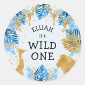 Boys 1st verjaardag Oerwoud Safari Ronde Sticker (Voorkant)