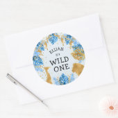 Boys 1st verjaardag Oerwoud Safari Ronde Sticker (Envelop)