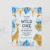 Boys 1st verjaardag Oerwoud Safari Uitnodiging Briefkaart (Voorkant / Achterkant)