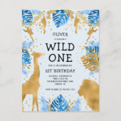 Boys 1st verjaardag Oerwoud Safari Uitnodiging Briefkaart (Voorkant)