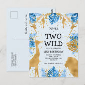 Boys 2e verjaardag Bleek Blue Gold Safari Briefkaart (Voorkant / Achterkant)