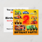 Boys 2e verjaardag Bouwpartij Kaart (Voorkant / Achterkant)