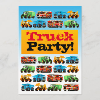 Boys 3rd Birthday Construction Truck Party Kaart