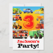Boys 3rd Birthday Construction Truck Party Kaart (Voorkant)