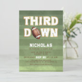 Boys 3rd Birthday Football Third Down Invitation Kaart (Staand voorkant)