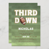 Boys 3rd Birthday Football Third Down Invitation Kaart (Voorkant / Achterkant)