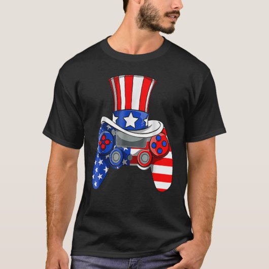 Boys 4th Of July Video Game American Flag Uncle Sa T-shirt (Voorkant)