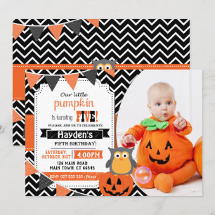 Boys 5th Birthday Halloween Birthday Invite Kaart