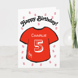 Boy's 5th Birthday Red football shirt Kaart