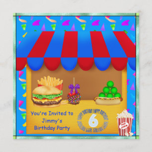 Boys 6th Colorful Birthday Party Invitation Kaart