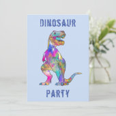Boys 8th Birthday Dinosaur T Rex Roar Party Blue Kaart (Staand voorkant)