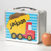 Boys Aangepaste Dump Truck Metal Lunch Box (In situ)