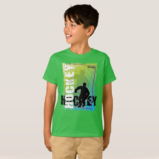 Boys Abstracte Hockey Player T-shirt (Voorkant volledig)