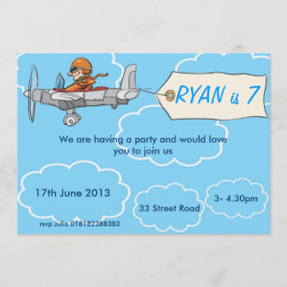 Boys Airplane Birthday Invitation Kaart
