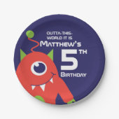 Boys alien 5th birthday aangepaste bord (Voorkant)