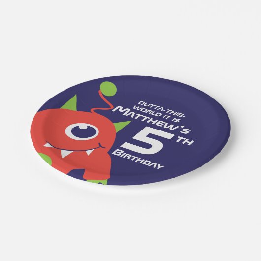 Boys alien 5th birthday aangepaste bord (Gekanteld)