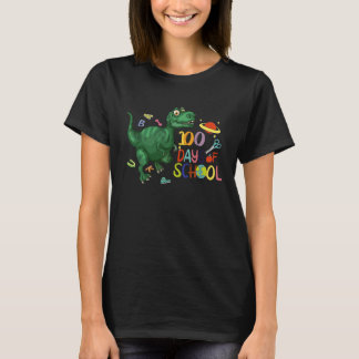 boys and girls students 100 days of school dinosau t-shirt