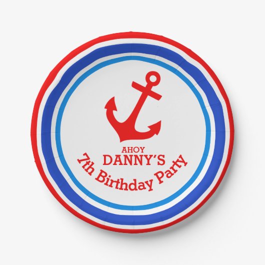 Boys ankerpunt 7e verjaardag aangepast bord (Voorkant)