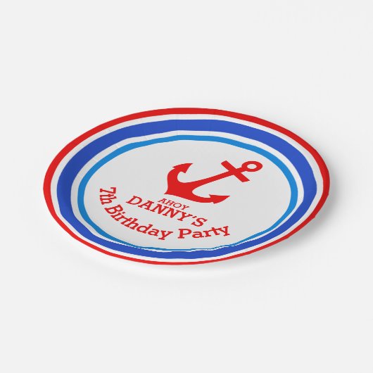 Boys ankerpunt 7e verjaardag aangepast bord (Gekanteld)