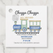 Boy's Any Age Birthday Blue Train Chugga Choo Bedankjes Labels (Voorkant)