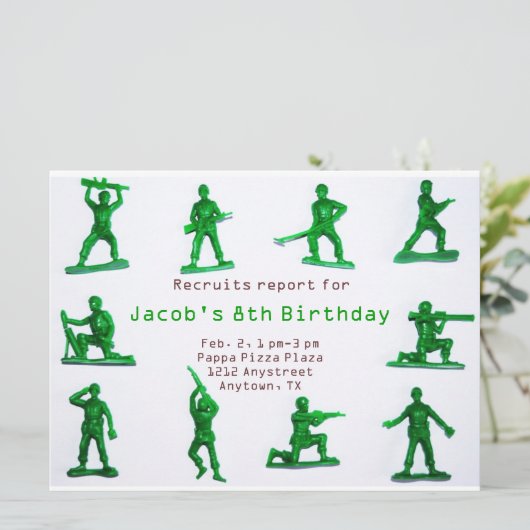 Boys Army Theme Birthday Uitnodiging (Staand voorkant)