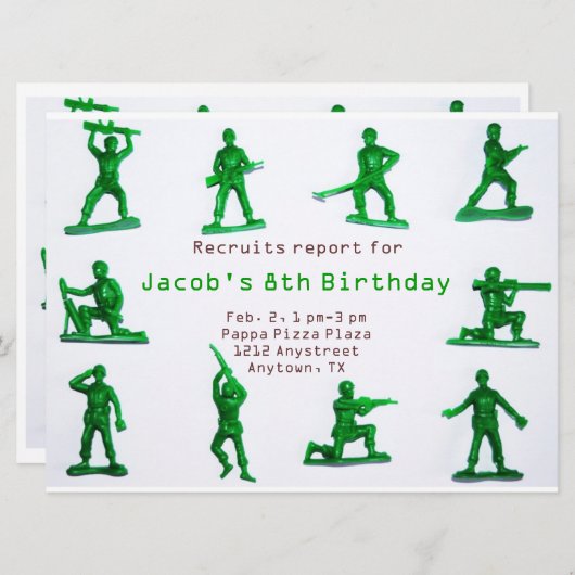 Boys Army Theme Birthday Uitnodiging (Voorkant / Achterkant)