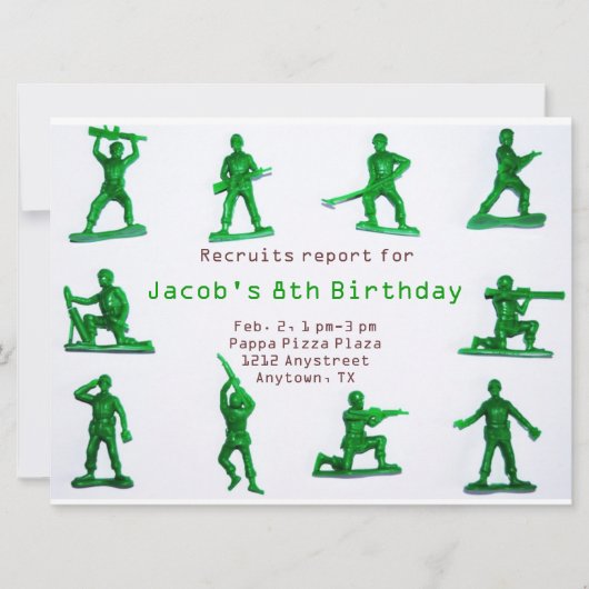 Boys Army Theme Birthday Uitnodiging (Voorkant)