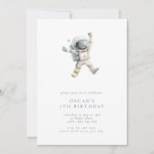 Boy's Astronaut Minimalist Space Verjaardagsfeest Kaart (Voorkant)