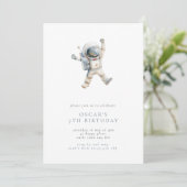 Boy's Astronaut Minimalist Space Verjaardagsfeest Kaart (Staand voorkant)
