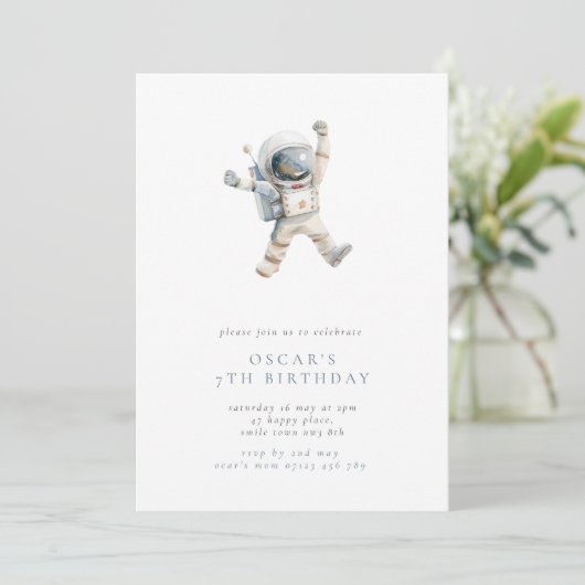 Boy's Astronaut Minimalist Space Verjaardagsfeest Kaart