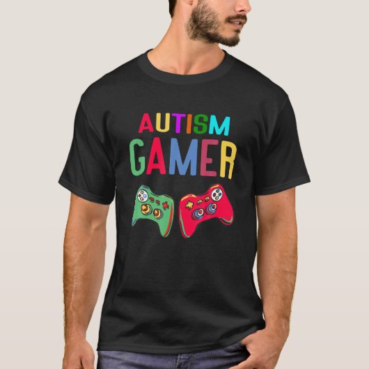 Boys Autism Gamer Autism Awareness Month Gaming Da T-shirt (Voorkant)