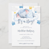 Boys Baby Elephant Baby shower Kaart (Voorkant)