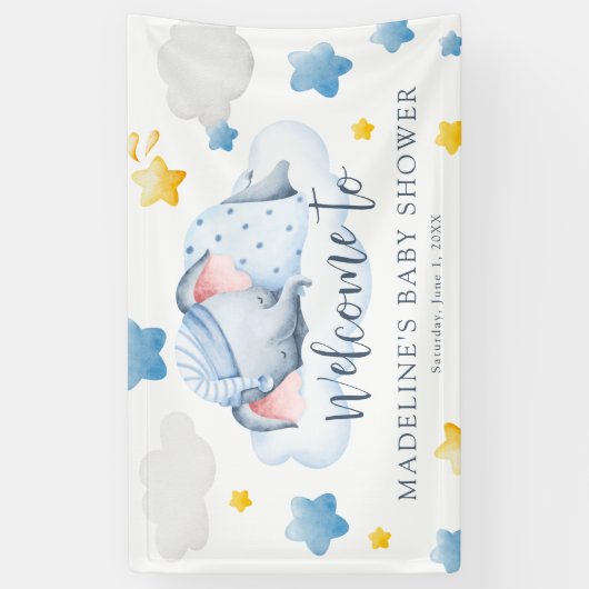 Boys Baby Elephant Baby shower Spandoek (Verticaal)